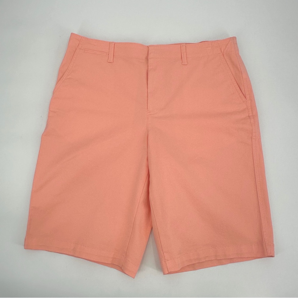 Lands' End Shorts Womens 16 Peach Classic Chino Cotton Stretch 12" Inseam Modest